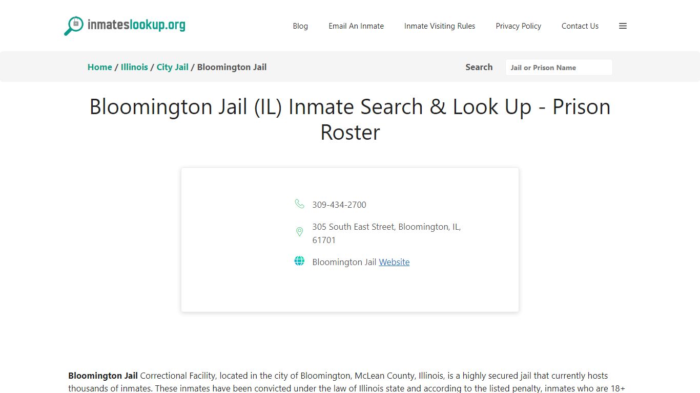 Bloomington Jail (IL) Inmate Search & Look Up - Prison Roster